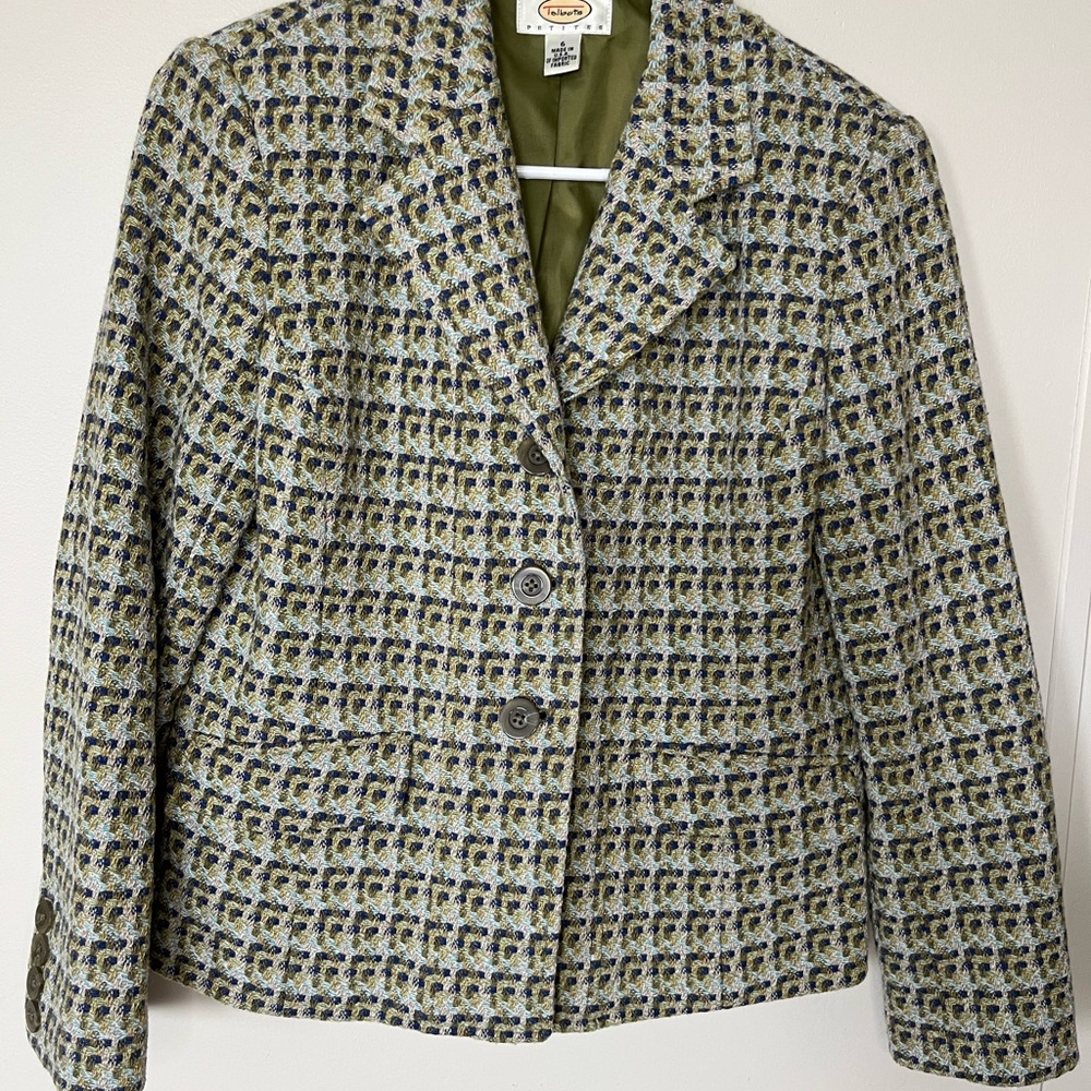 Women's Tweed Jacket - Green and Blue